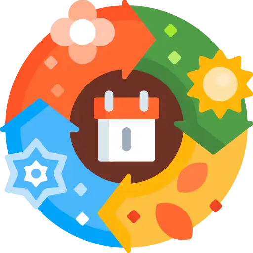 Icono que presenta las 4 estaciones del año en frances