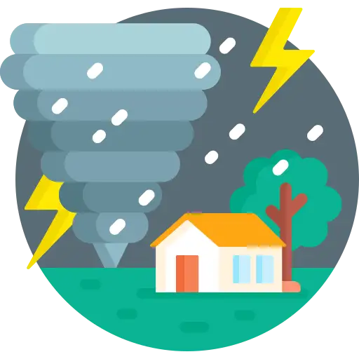 Icono de una casa al al lado una tormenta, para representar los climas extremos en frances